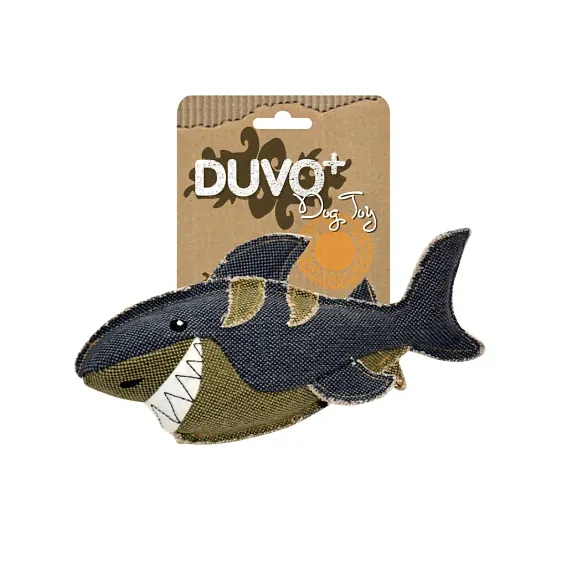 Игрушка для собак DUVO+ брезентовая "Веселая Акула"-0