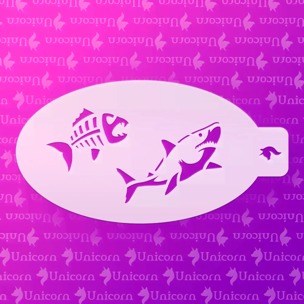 Трафарет Акула и Пиранья Unicorn белый